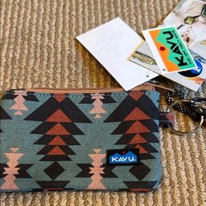 NWT KAVU key card holder Aztec Multicolor Geometric Pouch